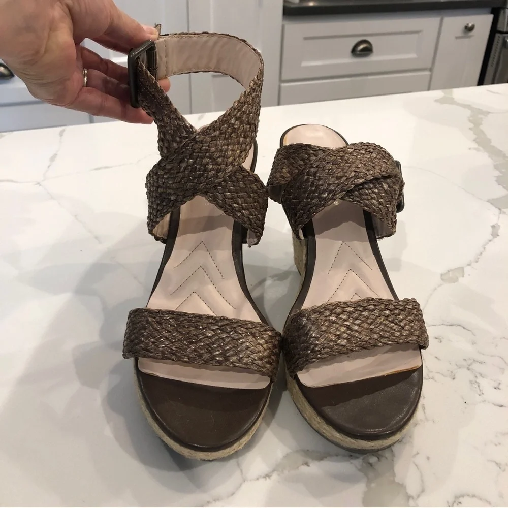 Andrew Geller Mix Womens Espadrille Wedge Sandal Size 9.5 Woven Ankle Strap Boho